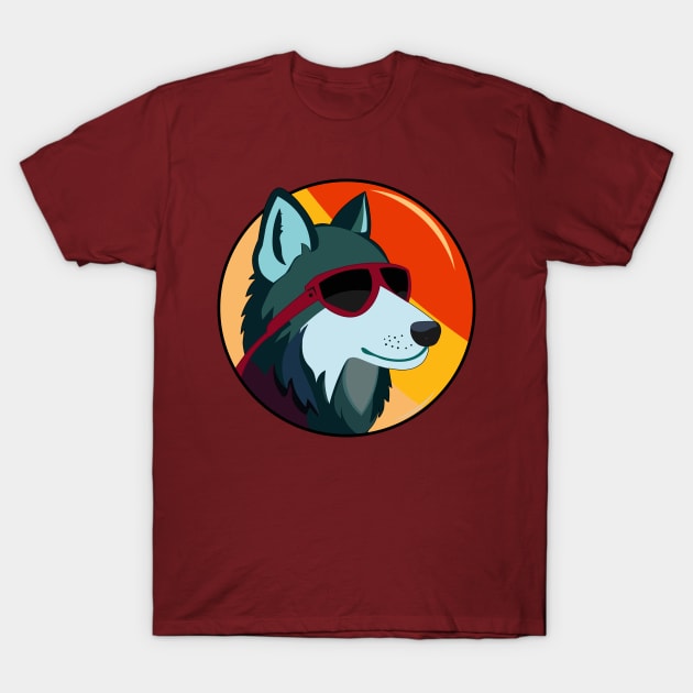 Wolf face with sunglass T-Shirt by EmarDesign